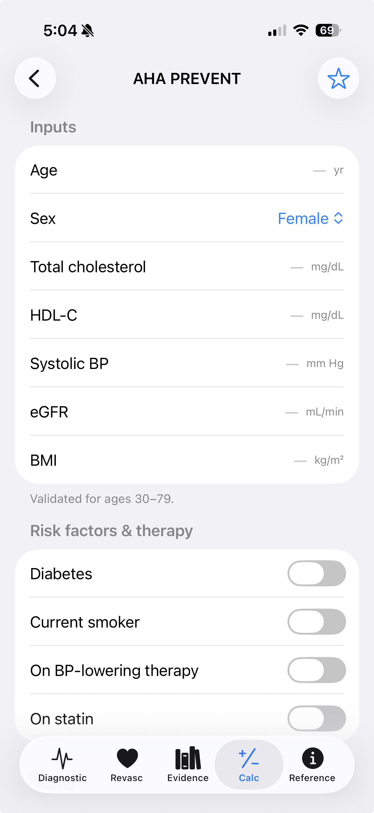 AHA PREVENT calculator